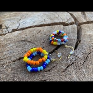 COLORED BEADED DANGLE EARRINGS